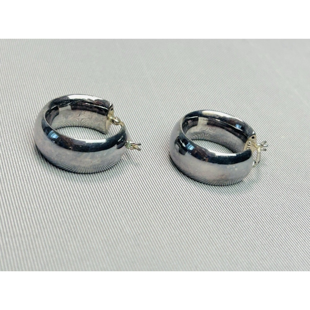 Sterling Silver‎ Hoop Earrings Pair .925 Thailand Jewelry - Picture 7 of 9